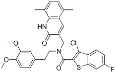 (9ci)-3-氯-n-[(1,2-二氫-5,8-二甲基-2-氧代-3-喹啉)甲基]-n-[2-(3,4-二甲氧基苯基)乙基]-6-氟-苯并[b]噻吩-2-羧酰胺結構式_579455-41-7結構式