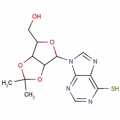 6-巰基-9-(2,3-O-異亞丙基-β-D-呋喃核糖基)嘌呤結(jié)構(gòu)式_5856-48-4結(jié)構(gòu)式