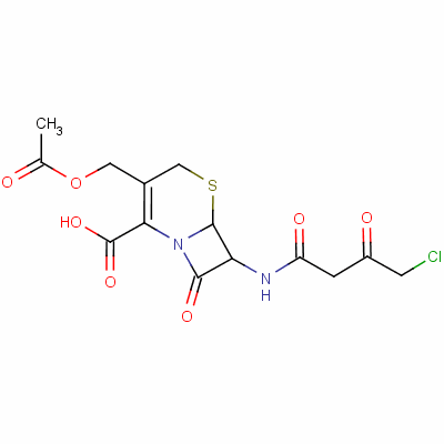 (6R-反式)-3-(乙酰氧基甲基)-7-[(4-氯-1,3-二氧代丁基)氨基]-8-氧代-5-硫雜-1-氮雜雙環(huán)[4.2.0]-2-辛烯-2-羧酸結(jié)構(gòu)式_58684-54-1結(jié)構(gòu)式