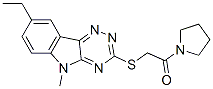 (9CI)-1-[[(8-乙基-5-甲基-5H-1,2,4-噻嗪并[5,6-b]吲哚-3-基)硫代]乙?；鵠-吡咯烷結(jié)構(gòu)式_603946-69-6結(jié)構(gòu)式