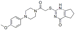 (9ci)-1-(4-甲氧基苯基)-4-[[(4,5,6,7-四氫-4-氧代-1H-環(huán)戊并嘧啶-2-基)硫代]乙?；鵠-哌嗪結(jié)構(gòu)式_604749-66-8結(jié)構(gòu)式