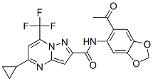 (9CI)-N-(6-乙?；?1,3-苯并二氧雜環(huán)戊烯l-5-基)-5-環(huán)丙基-7-(三氟甲基)-吡唑并[1,5-a]嘧啶-2-羧酰胺結(jié)構(gòu)式_606096-67-7結(jié)構(gòu)式