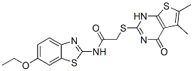(9ci)-2-[(1,4-二氫-5,6-二甲基-4-氧代噻吩并[2,3-d]嘧啶-2-基)硫代]-n-(6-乙氧基-2-苯并噻唑)-乙酰胺結(jié)構(gòu)式_606108-42-3結(jié)構(gòu)式