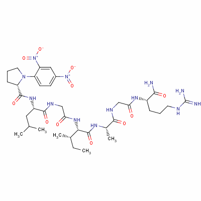 1-(2,4-二硝基苯基)-L-脯氨酰-L-亮氨酰甘氨酰-L-異亮氨酰-L-丙氨酰甘氨酰-L-精氨酰胺結(jié)構(gòu)式_60643-92-7結(jié)構(gòu)式