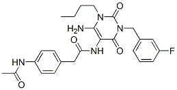  4-(乙?；被?-n-[6-氨基-1-丁基-3-[(3-氟苯基)甲基]-1,2,3,4-四氫-2,4-二氧代-5-嘧啶]-苯乙酰胺結(jié)構(gòu)式_628279-20-9結(jié)構(gòu)式