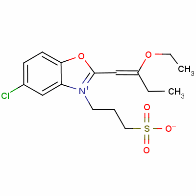 5-Chloro-2-(2-ethoxybut-1-enyl)-3-(3-sulphonatopropyl)benzoxazoliumStructure,63148-89-0Structure 5-Chloro-2-(2-ethoxybut-1-enyl)-3-(3-sulphonatopropyl)benzoxazolium Structure,63148-89-0Structure
