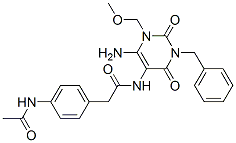  4-(乙?；被?-n-[6-氨基-1,2,3,4-四氫-1-(甲氧基甲基)-2,4-二氧代-3-(苯基甲基)-5-嘧啶]-苯乙酰胺結(jié)構(gòu)式_637334-93-1結(jié)構(gòu)式