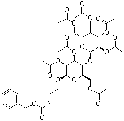 [2-[[2,3,6-三-O-乙?；?4-O-(2,3,4,6-四-O-乙?；?BETA-D-吡喃葡萄糖基)-BETA-D-吡喃葡萄糖基]氧基]乙基]氨基甲酸芐酯結(jié)構(gòu)式_64448-40-4結(jié)構(gòu)式