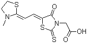 5-[(3-甲基噻唑啉-2-基)亞乙基]-4-氧代-2-硫氧代噻唑啉-3-乙酸結(jié)構(gòu)式_65152-09-2結(jié)構(gòu)式