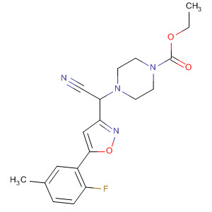 Ethyl 4-(cyano(5-(2-fluoro-5-methylphenyl)isoxazol-3-yl)methyl)piperazine-1-carboxylateStructure,657425-42-8Structure Ethyl 4-(cyano(5-(2-fluoro-5-methylphenyl)isoxazol-3-yl)methyl)piperazine-1-carboxylate Structure,657425-42-8Structure