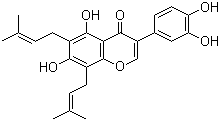 5,7,3’,4’-四羥基-6,8-二異戊烯基異黃酮/6,8-二異戊烯基香豌豆苷元結(jié)構(gòu)式_66777-70-6結(jié)構(gòu)式