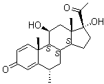 Pregna-1,4-diene-3,20-dione,11,17-dihydroxy-6-methyl-, (6a,11b)-Structure,6870-94-6Structure Pregna-1,4-diene-3,20-dione,11,17-dihydroxy-6-methyl-, (6a,11b)- Structure,6870-94-6Structure