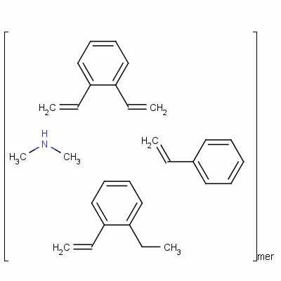 N-甲基甲胺與氯甲基化二乙烯基苯-乙烯基乙基苯-苯乙烯聚合物的反應(yīng)產(chǎn)物結(jié)構(gòu)式_69011-17-2結(jié)構(gòu)式