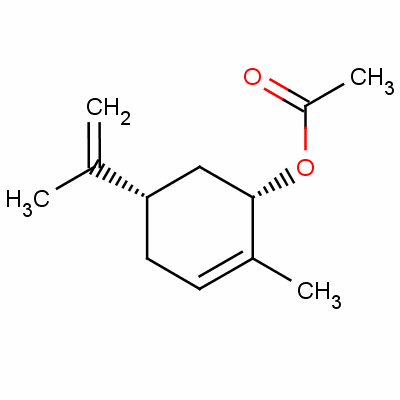 (1R-順式)-2-甲基-5-(1-甲基乙烯基)環(huán)己-2-烯-1-基乙酸酯結構式_7111-29-7結構式