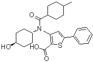 Sodium 3-(n-((1r,4r)-4-hydroxycyclohexyl)-4-methylcyclohexanecarboxamido)-5-phenylthiophene-2-carboxylateStructure,713139-25-4Structure Sodium 3-(n-((1r,4r)-4-hydroxycyclohexyl)-4-methylcyclohexanecarboxamido)-5-phenylthiophene-2-carboxylate Structure,713139-25-4Structure