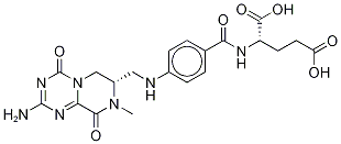 N-[4-[[(2-氨基-6,7,8,9-四氫-8-甲基-4,9-二氧代-4H-吡嗪并[1,2-a]-1,3,5-噻嗪-7-基)甲基]氨基]苯甲?；鵠-L-谷氨酸結(jié)構(gòu)式_79573-48-1結(jié)構(gòu)式