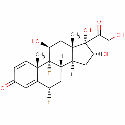 6-alpha,9-alpha-二氟-11-beta,16-alpha,17-alpha,21-四羥基孕甾-1,4-二烯-3,20-二酮結(jié)構(gòu)式_807-38-5結(jié)構(gòu)式