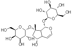 [(1S,4aα,7aα)-1α-(β-D-吡喃葡萄糖氧基)-1,4a,5,6,7,7a-六氫-5β-羥基環(huán)戊并[c]吡喃-7α-基]α-D-半乳糖吡喃糖苷結(jié)構(gòu)式_81720-07-2結(jié)構(gòu)式