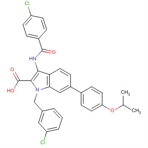 3-(4-氯苯甲?；被?-1-(3-氯芐基)-6-(4-異丙氧基苯基)吲哚-2-羧酸結(jié)構(gòu)式_825624-01-9結(jié)構(gòu)式