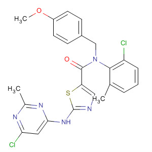 N-(4-甲氧基芐基)-2-(6-氯-2-甲基嘧啶-4-基氨基)-N-(2-氯-6-甲基苯基)-1,3-噻唑-5-羧酰胺結(jié)構(gòu)式_834888-64-1結(jié)構(gòu)式