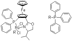 (R)-2-[(RP)-2-(二苯基膦)二茂鐵基]-4-異丙基-2-噁唑啉三苯基膦氯化釕(II)絡(luò)合物結(jié)構(gòu)式_849921-25-1結(jié)構(gòu)式