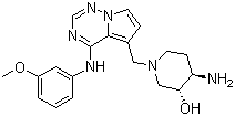 (3R,4R)-4-氨基-1-[[4-[(3-甲氧基苯基)氨基]吡咯并[2,1-f][1,2,4]噻嗪-5-基]甲基]哌啶-3-醇結(jié)構(gòu)式_859853-30-8結(jié)構(gòu)式