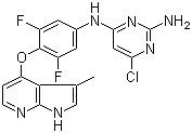 6-氯-N4-[3,5-二氟-4-[(3-甲基-1H-吡咯并[2,3-B]吡啶-4-基)氧基]苯基]嘧啶-2,4-二胺結(jié)構(gòu)式_867017-68-3結(jié)構(gòu)式