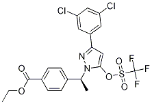 (S)-4-(1-(3-(3,5-二氯苯基)-5-(三氟甲基磺酰氧基)-1H-吡唑-1-基)乙基)苯甲酸乙酯結(jié)構(gòu)式_870823-09-9結(jié)構(gòu)式