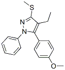 4-Ethyl-5-(4-methoxyphenyl)-3-methylthio-1-phenyl-1H-pyrazoleStructure,871110-29-1Structure 4-Ethyl-5-(4-methoxyphenyl)-3-methylthio-1-phenyl-1H-pyrazole Structure,871110-29-1Structure