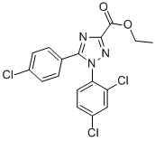 1H-1,2,4-triazole-3-carboxylic acid,5-(4-chlorophenyl)-1-(2,4-dichlorophenyl)-,ethyl esterStructure,880082-77-9Structure 1H-1,2,4-triazole-3-carboxylic acid,5-(4-chlorophenyl)-1-(2,4-dichlorophenyl)-,ethyl ester Structure,880082-77-9Structure