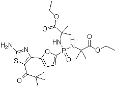 N,N-[[5-[2-氨基-5-(2,2-二甲基-1-氧代丙基)-4-噻唑]-2-呋喃]膦]雙[2-甲基-丙氨酸 1,1-二乙酯結(jié)構(gòu)式_882757-24-6結(jié)構(gòu)式