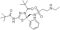 (-)-N-[4-(2,2-二甲基丙酰基)-5-[[2-(乙基氨基)乙烷磺酰胺]甲基]-5-苯基-4,5-二氫-1,3,4-噻二唑-2-基]-2,2-二甲基丙酰胺結(jié)構(gòu)式_910634-41-2結(jié)構(gòu)式