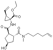 (1R,2S)-1-{[(1R,2R,4S)-2-(5-己烯基-甲基-氨基甲酰)-4-羥基-環(huán)戊烷羰基]-氨基}-2-乙烯基-環(huán)丙烷羧酸乙酯結構式_922727-93-3結構式