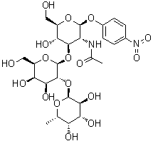 4-硝基苯基 2-乙酰氨基-2-脫氧-3-o-[2-o-(α-l-fuco吡喃osyl)- β-d-galacto吡喃osyl]-β-d-吡喃葡萄糖苷結(jié)構(gòu)式_93496-53-8結(jié)構(gòu)式