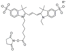 青色素3單功能性己酸染料,琥珀酰亞胺基酯,鉀鹽結(jié)構(gòu)式_945529-56-6結(jié)構(gòu)式