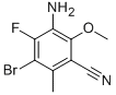 Benzonitrile, 3-amino-5-bromo-4-fluoro-2-methoxy-6-methyl-Structure,945963-93-9Structure Benzonitrile, 3-amino-5-bromo-4-fluoro-2-methoxy-6-methyl- Structure,945963-93-9Structure