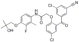 2-[4-氯-2-(3-氯-5-氰基苯甲?；?苯氧基]-N-[3-氟-4-(2-羥基-2-甲基丙氧基)-2-甲基苯基]乙酰胺結(jié)構(gòu)式_954406-32-7結(jié)構(gòu)式