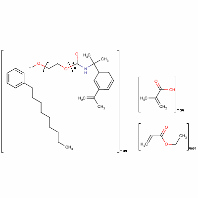 聚[丙烯酸乙酯-co-甲基丙烯酸-co-3-(1-異氰酸-1-甲基乙基)-α-甲基苯乙烯]結(jié)構式_96828-31-8結(jié)構式