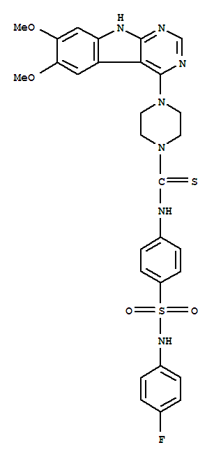 4-(6,7-二甲氧基-9h-嘧啶并[4,5-b]吲哚-4-基)-n-[4-[[(4-氟苯基)氨基]磺?；鵠苯基]-1-哌嗪硫代甲酰胺結構式_1023310-86-2結構式