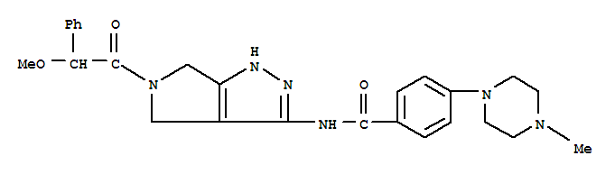4-(4-甲基-1-哌嗪)-n-[1,4,5,6-四氫-5-(2-甲氧基-2-苯基乙?；?吡咯并[3,4-c]吡唑-3-基]苯甲酰胺結(jié)構(gòu)式_1044136-93-7結(jié)構(gòu)式