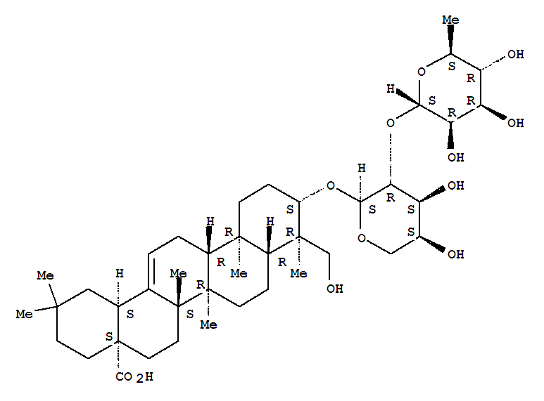 HEDERAGENIN-3-O-Α-L-RHAMNO吡喃并SYL (1→2)-Α-L-阿拉伯糖苷結(jié)構(gòu)式_123350-57-2結(jié)構(gòu)式