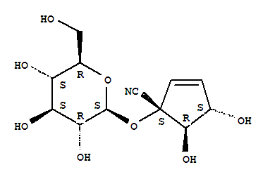 (1s,4s,5r)-1-(b-d-吡喃葡萄糖氧基)-4,5-二羥基-2-環(huán)戊烯-1-甲腈結(jié)構(gòu)式_14332-17-3結(jié)構(gòu)式