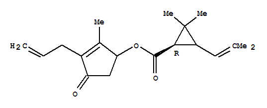 (1R)-2,2-二甲基-3-(2-甲基-1-丙烯-1-基)環(huán)丙烷羧酸 2-甲基-4-氧代-3-(2-丙烯-1-基)-2-環(huán)戊烯-1-基酯結(jié)構(gòu)式_231937-89-6結(jié)構(gòu)式