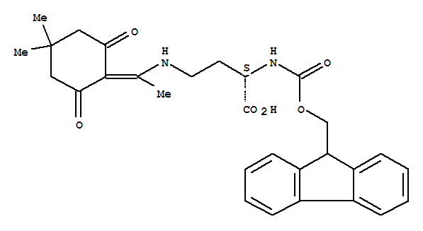 (2S)-4-[[1-(4,4-二甲基-2,6-二氧代環(huán)己亞基)乙基]氨基]-2-[[(9H-芴-9-基甲氧基)羰基]氨基]丁酸結構式_235788-61-1結構式