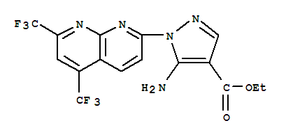 (9ci)-5-氨基-1-[5,7-雙(三氟甲基)-1,8-萘啶-2-基]-1H-吡唑-4-羧酸乙酯結構式_246022-31-1結構式