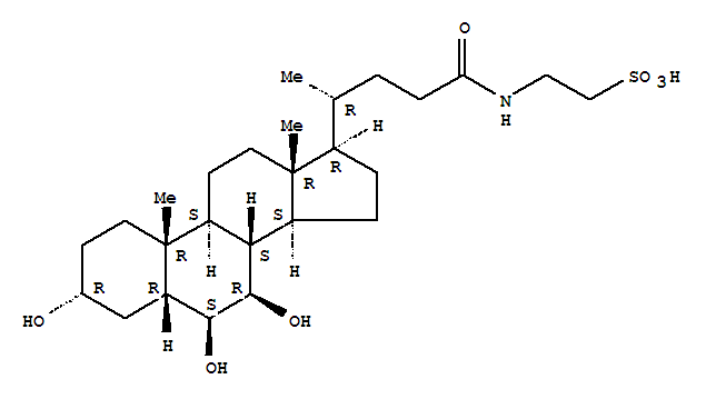 2-[[(4R)-4-[(3R,5R,6S,7R,10R,13R,17R)-3,6,7-三羥基-10,13-二甲基-2,3,4,5,6,7,8,9,11,12,14,15,16,17-十四氫-1H-環(huán)戊二烯并[a]菲-17-基]戊酰]氨基]乙烷磺酸結(jié)構(gòu)式_25696-60-0結(jié)構(gòu)式