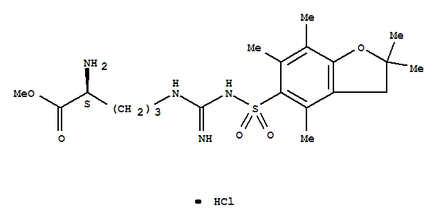 甲基N<sup>5</sup>-{N-[(2,2,4,6,7-五甲基-2,3-二氫-1-苯并呋喃-5-基)磺?；鵠甲脒基}-L-鳥氨酰i噻吩基n酸酯鹽酸鹽(1:1)結(jié)構(gòu)式_257288-19-0結(jié)構(gòu)式