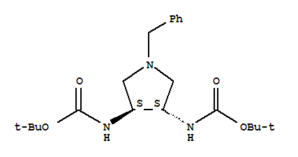 (S,s)-n-芐基-3,4-反式-(n-boc)-二氨基吡咯烷結(jié)構(gòu)式_266692-94-8結(jié)構(gòu)式
