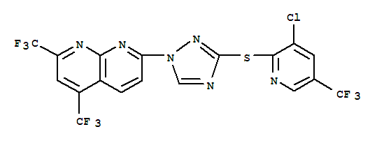 (9ci)-7-[3-[[3-氯-5-(三氟甲基)-2-吡啶]硫代]-1H-1,2,4-噻唑-1-基]-2,4-雙(三氟甲基)-1,8-萘啶結(jié)構(gòu)式_303151-86-2結(jié)構(gòu)式