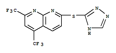 (9ci)-7-(1H-1,2,4-噻唑-3-基硫代)-2,4-雙(三氟甲基)-1,8-萘啶結(jié)構(gòu)式_303151-91-9結(jié)構(gòu)式